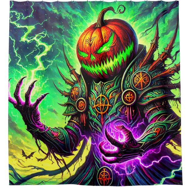 Halloween Pumpkin Man Shower Curtain (Front)