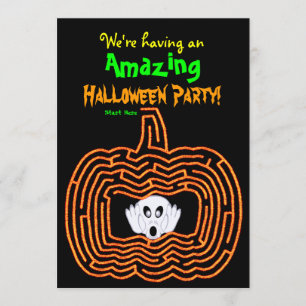 Halloween Pumpkin Maze and Ghost Invitation