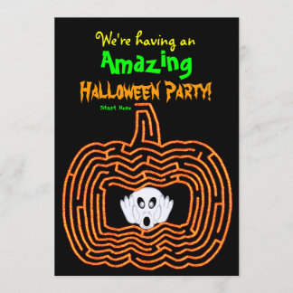 Halloween Pumpkin Maze and Ghost Invitation