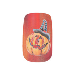 Halloween Pumpkin Minx Nail Art