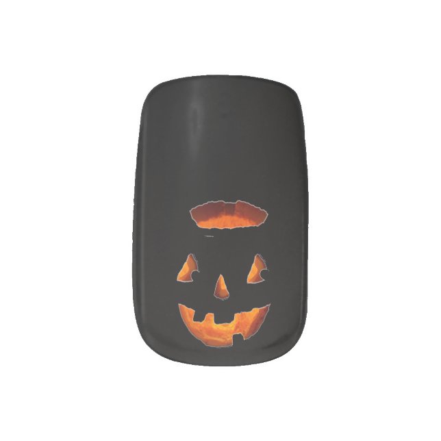 Halloween Pumpkin Minx Nail Art (Right Thumb)