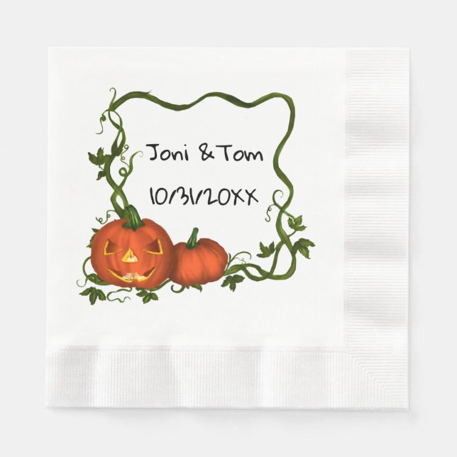 Halloween Pumpkin Monogram Paper Napkin (Front)