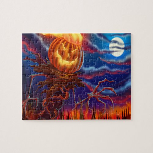 Halloween Pumpkin Monster in Flames Jigsaw Puzzle