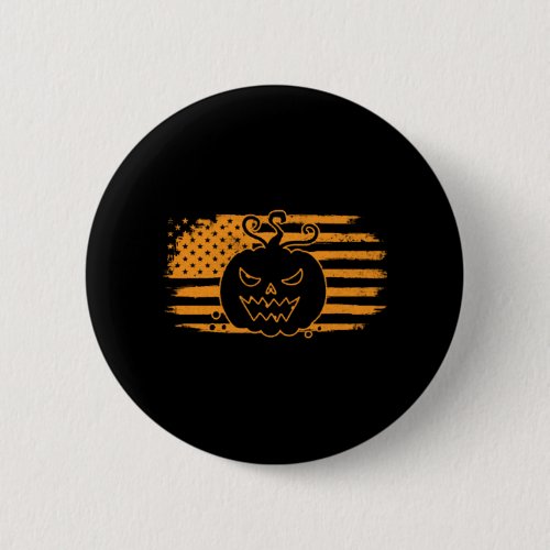 Halloween Pumpkin Monster USA Flag Button