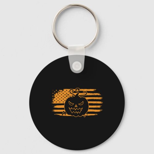 Halloween Pumpkin Monster USA Flag Keychain