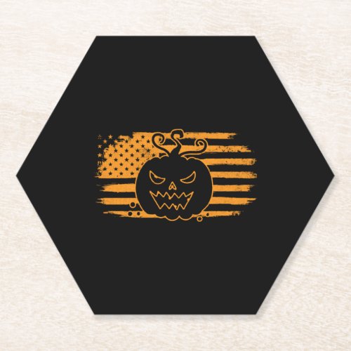 Halloween Pumpkin Monster USA Flag Paper Coaster