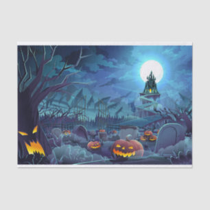 Halloween Pumpkin Moon Cemetery Tissue Paper