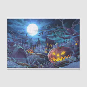 Halloween Pumpkin Moon Cemetery Tissue Paper