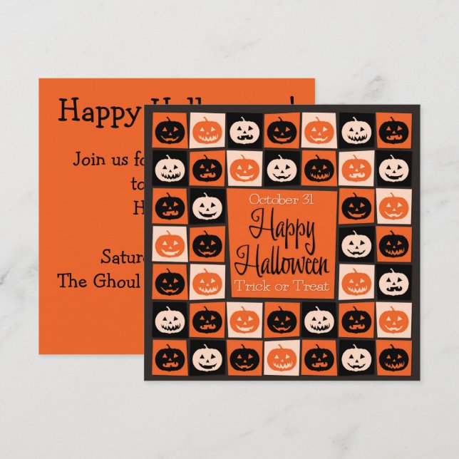 Halloween pumpkin mosaic invitation (Front/Back)