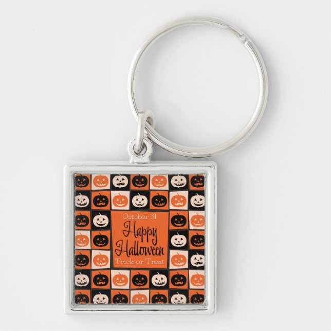 Halloween pumpkin mosaic keychain (Front)