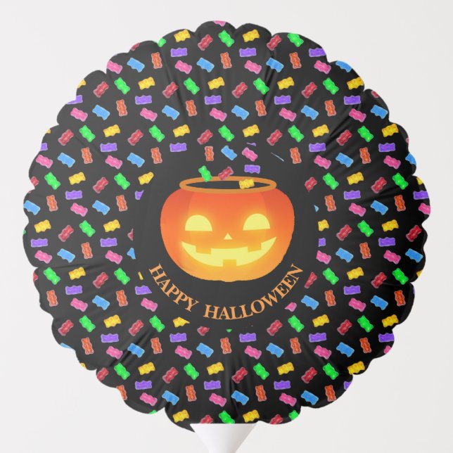 Halloween Pumpkin & Multicolored Sweets Balloon (Back)