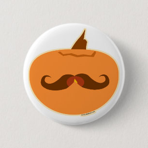Halloween Pumpkin Mustache Button