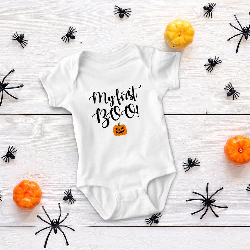 Halloween Pumpkin My First Boo Baby Bodysuit