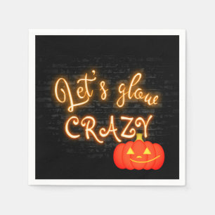 Halloween Pumpkin Neon Sign on Brick Wall Napkins