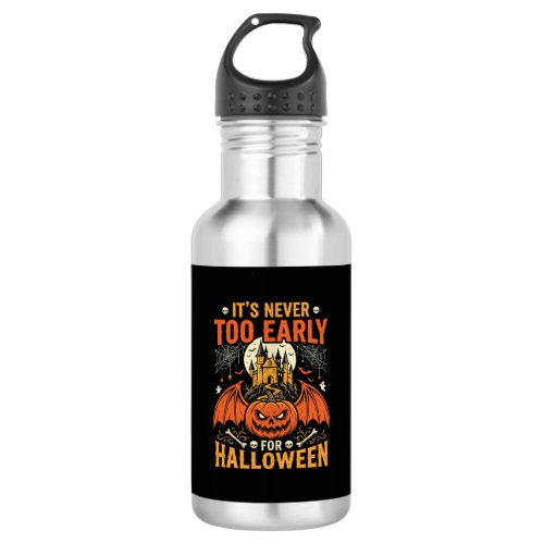 Halloween Pumpkin Never Too Early Castle Graphic_1 Stainless Steel Water Bottle