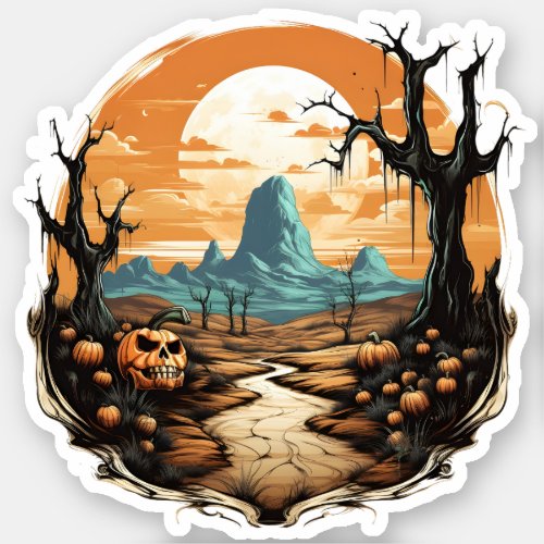 Halloween Pumpkin On A Sunshine Desert  Sticker