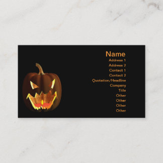 Halloween pumpkin on black business card