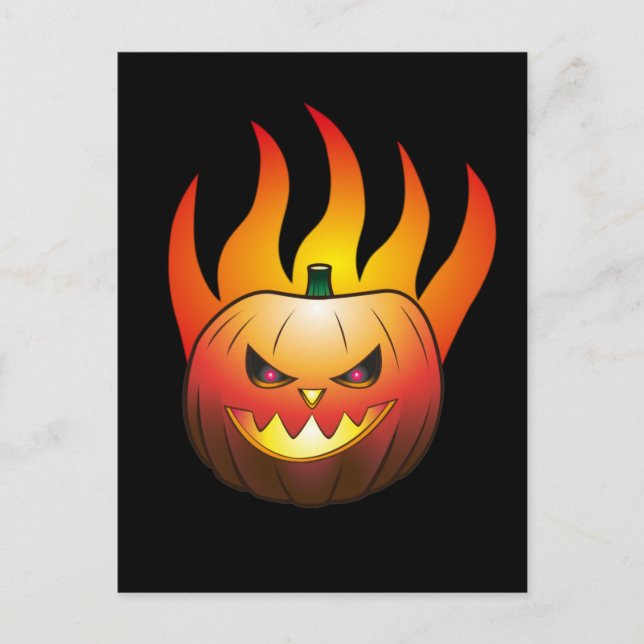 Halloween Pumpkin on Fire Postcard (Front)