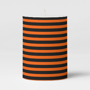 Halloween Pumpkin Orange and Black Pillar Candle