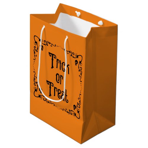 Halloween Pumpkin Orange and Black Trick or Treat Medium Gift Bag