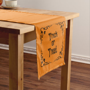 Halloween Pumpkin Orange and Black Trick or Treat Medium Table Runner