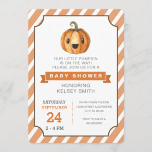 Halloween Pumpkin Orange Baby Shower Invitation