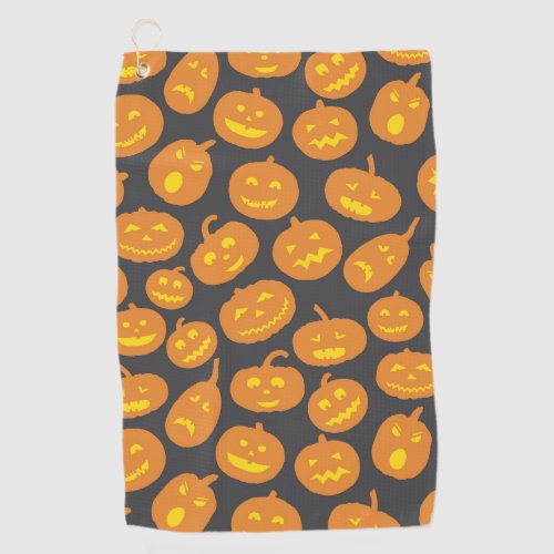 Halloween Pumpkin Orange Black Jack OLantern Golf Towel
