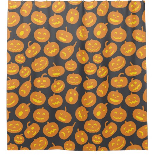 Halloween Pumpkin Orange Black Jack OLantern Shower Curtain