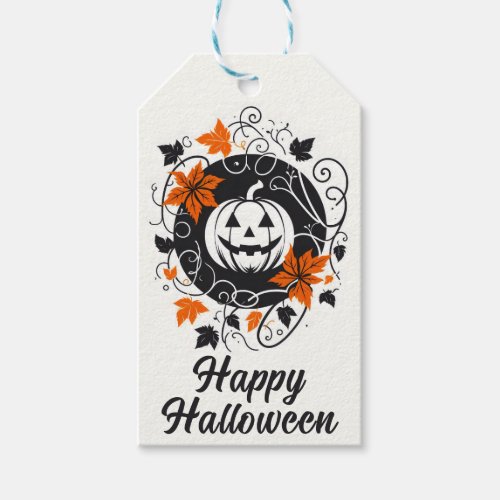 Halloween Pumpkin Orange Black White Gift Tags