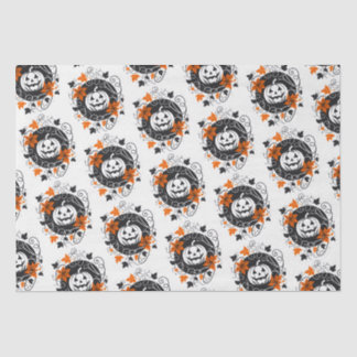 Halloween Pumpkin Orange Black White Tissue Paper