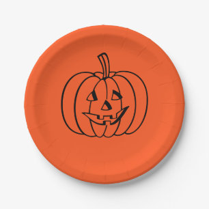 Halloween Pumpkin Orange Jack-o-Lantern Paper Plates