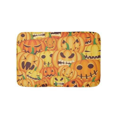 Halloween Pumpkin Orange Pattern Bath Mat