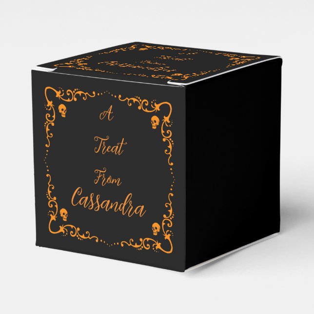 Halloween Pumpkin Orange Personalized Favor Boxes (Front Side)