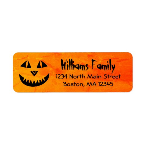 Halloween Pumpkin Orange Return Address Label