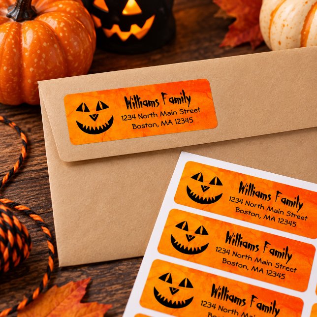 Halloween Pumpkin Orange Return Address Label (Halloween Pumpkin Orange Return Address Label)