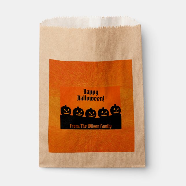 Halloween Pumpkin Orange Spooky Silhouette Custom Favor Bag (Front)