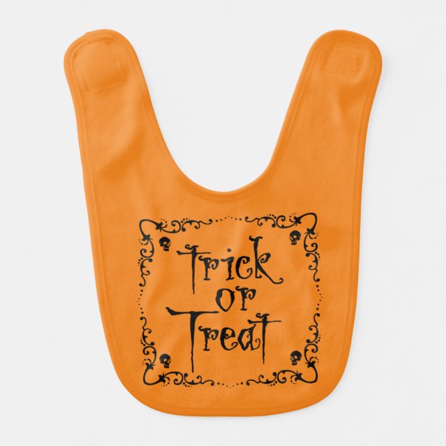 Halloween Pumpkin Orange Trick or Treat Baby Bib (Front)