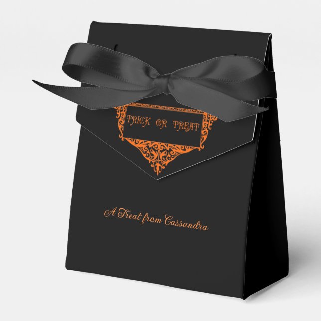 Halloween Pumpkin Orange Trick or Treat  Favor Boxes (Front Side)