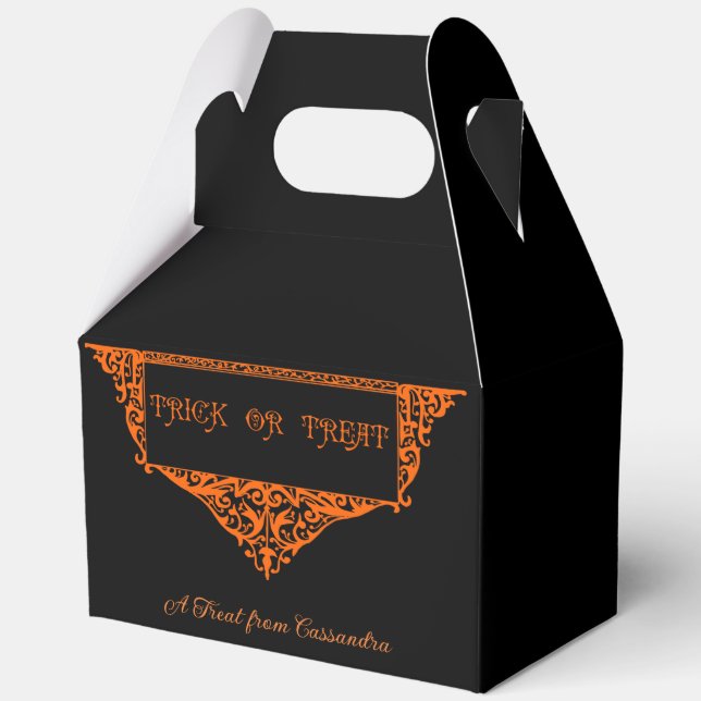 Halloween Pumpkin Orange Trick or Treat Favor Boxes (Front)