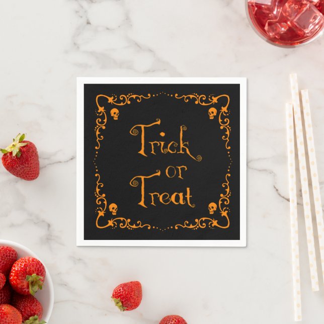 Halloween Pumpkin Orange Trick or Treat Napkins (Insitu)