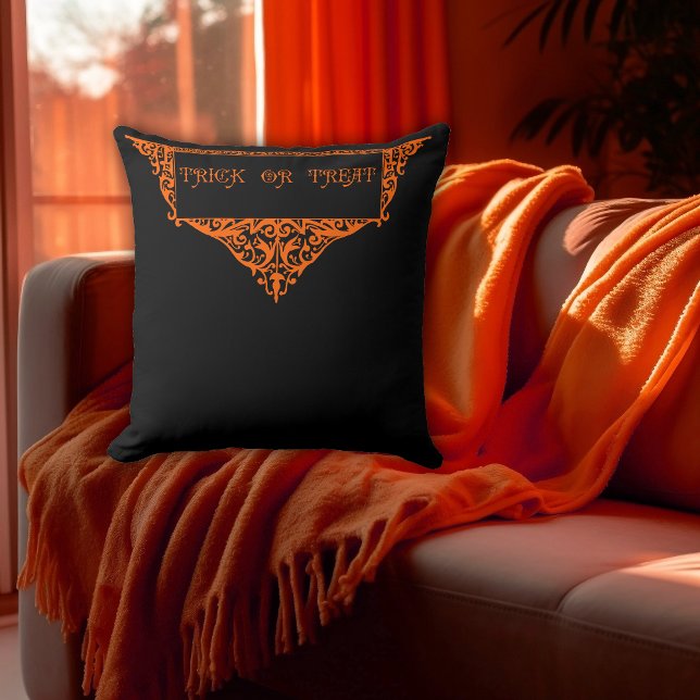 Halloween Pumpkin Orange Trick or Treat  Throw Pillow (Creator Uploaded)