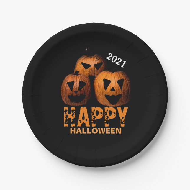 Halloween Pumpkin Paper Plate (Front)
