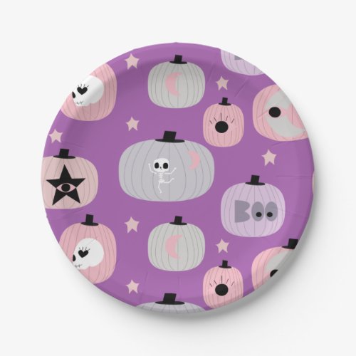 Halloween pumpkin pastel purple paper plates