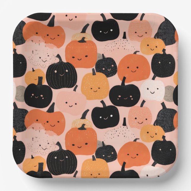 Halloween Pumpkin Patch – Festive Fall  Paper Plates (Front)