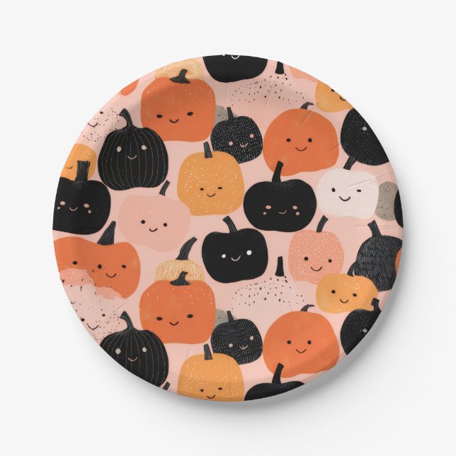 Halloween Pumpkin Patch Paper Plates (Front)