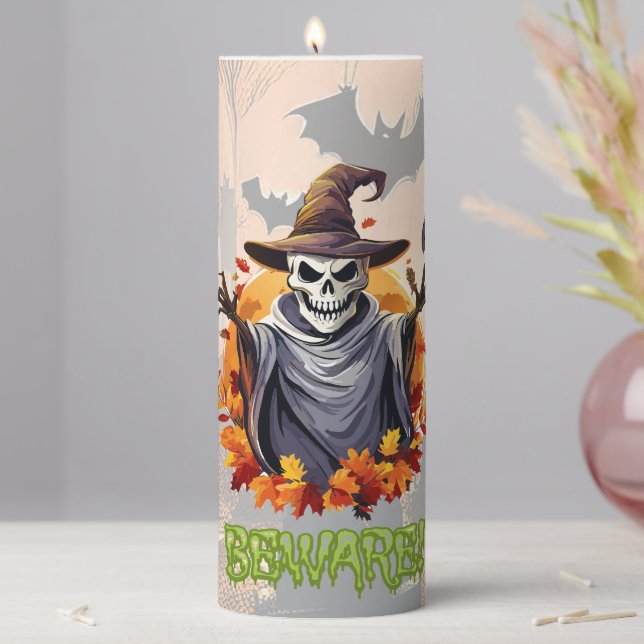 Halloween Pumpkin Patch Pillar Candle (In Situ)