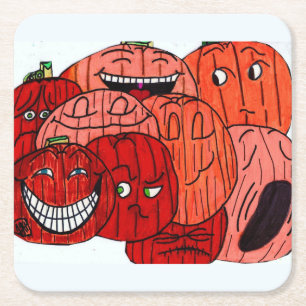HALLOWEEN PUMPKIN PATCH  SQUARE PAPER COASTER