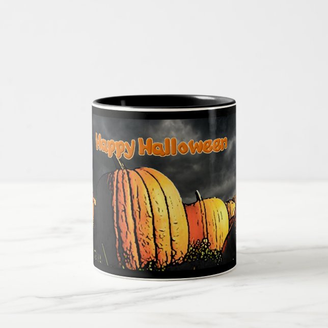 Halloween Pumpkin Patch Two-Tone Coffee Mug (Center)