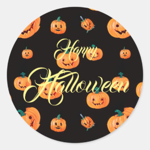 Halloween Pumpkin Pattern Classic Round Sticker