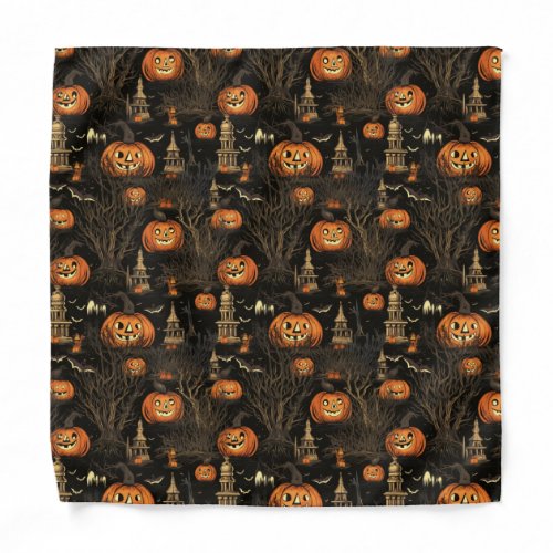 Halloween Pumpkin Pattern Dark Bandana